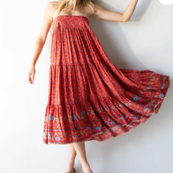 NATURAL LIFE Bohemian Vibrant Red Floral Maxi Skirt - Picture 3 of 8